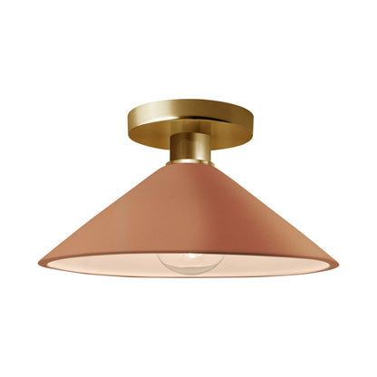 Radiance Flare Semi Flush Mount Ceiling Light in Adobe/Brushed Brass.