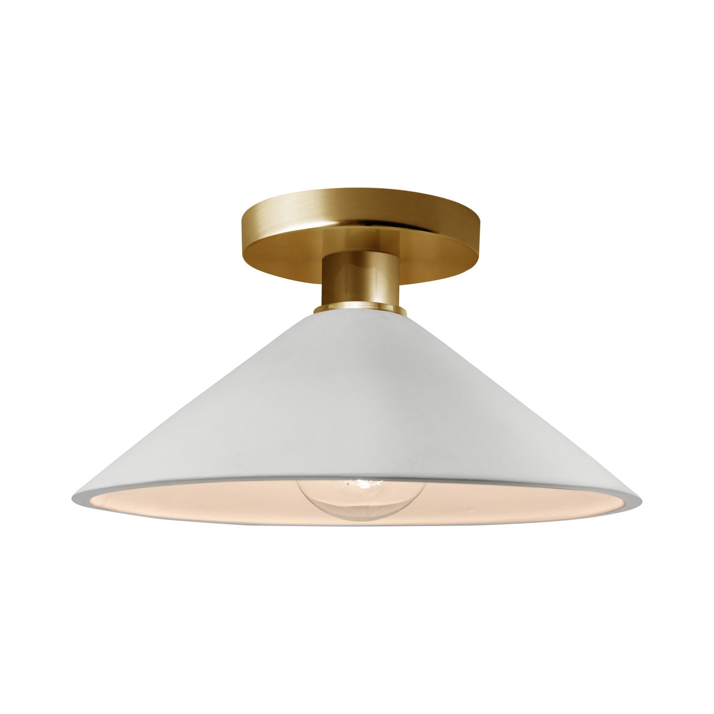 Radiance Flare Semi Flush Mount Ceiling Light in Bisque/Brushed Brass.