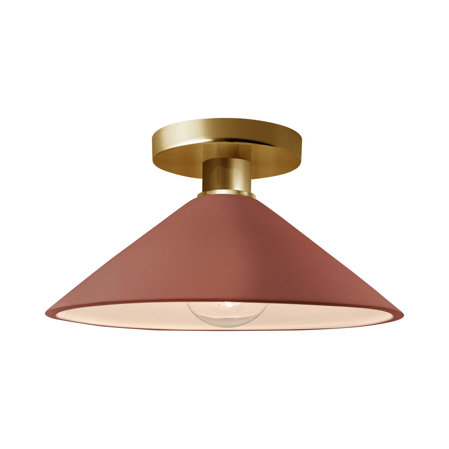 Radiance Flare Semi Flush Mount Ceiling Light in Canyon Clay/Brushed Brass.