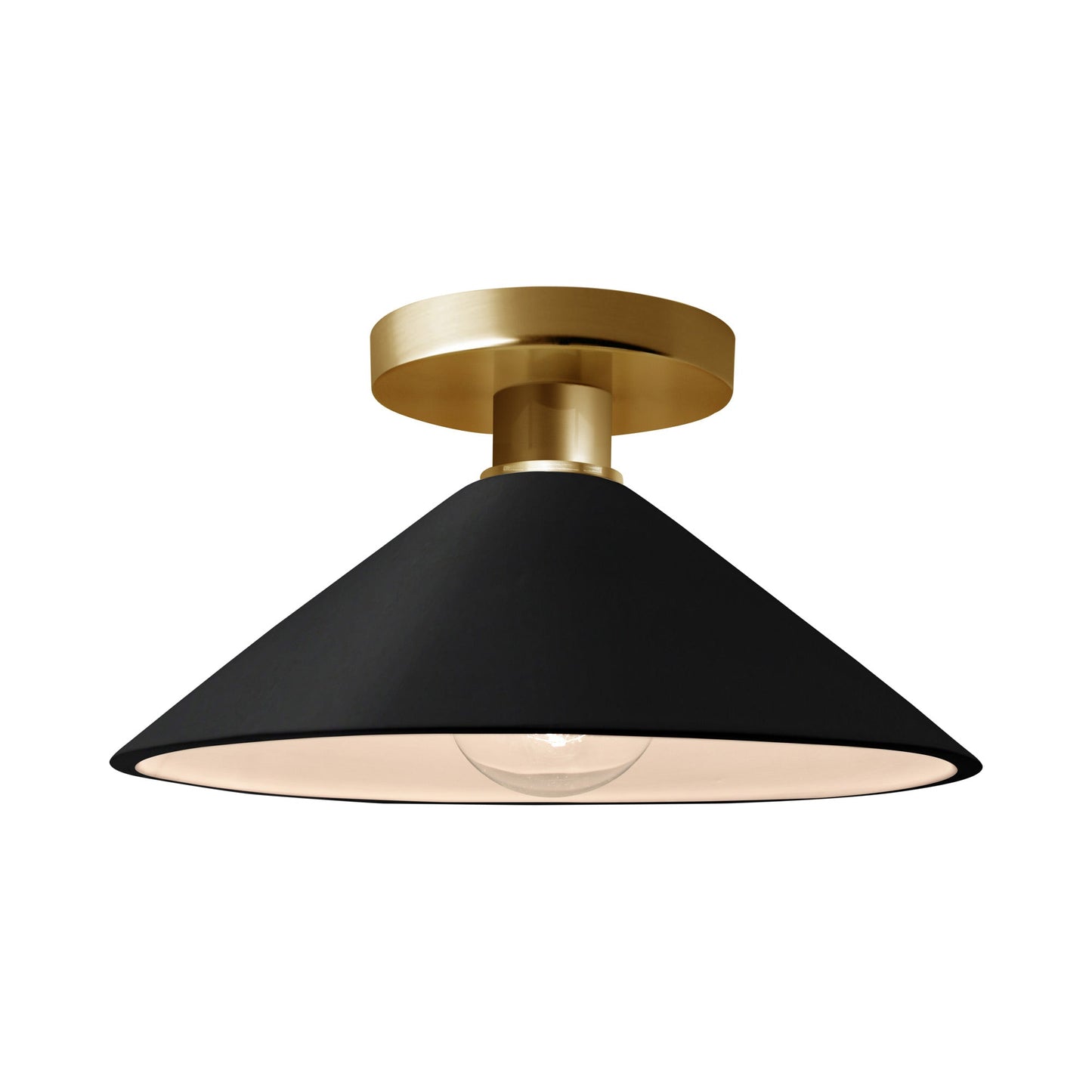 Radiance Flare Semi Flush Mount Ceiling Light in Carbon Matte Black/Brushed Brass.