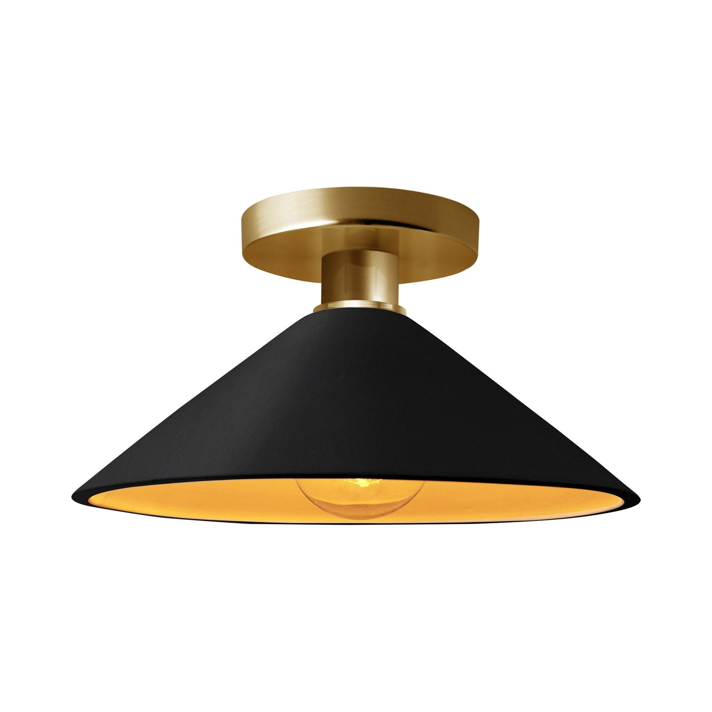 Radiance Flare Semi Flush Mount Ceiling Light in Carbon Matte Black/Champagne Gold/Brushed Brass.