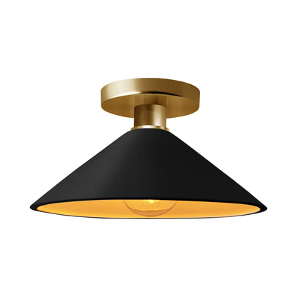 Radiance Flare Semi Flush Mount Ceiling Light in Carbon Matte Black/Champagne Gold/Brushed Brass.