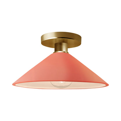 Radiance Flare Semi Flush Mount Ceiling Light in Gloss Blush/Brushed Brass.