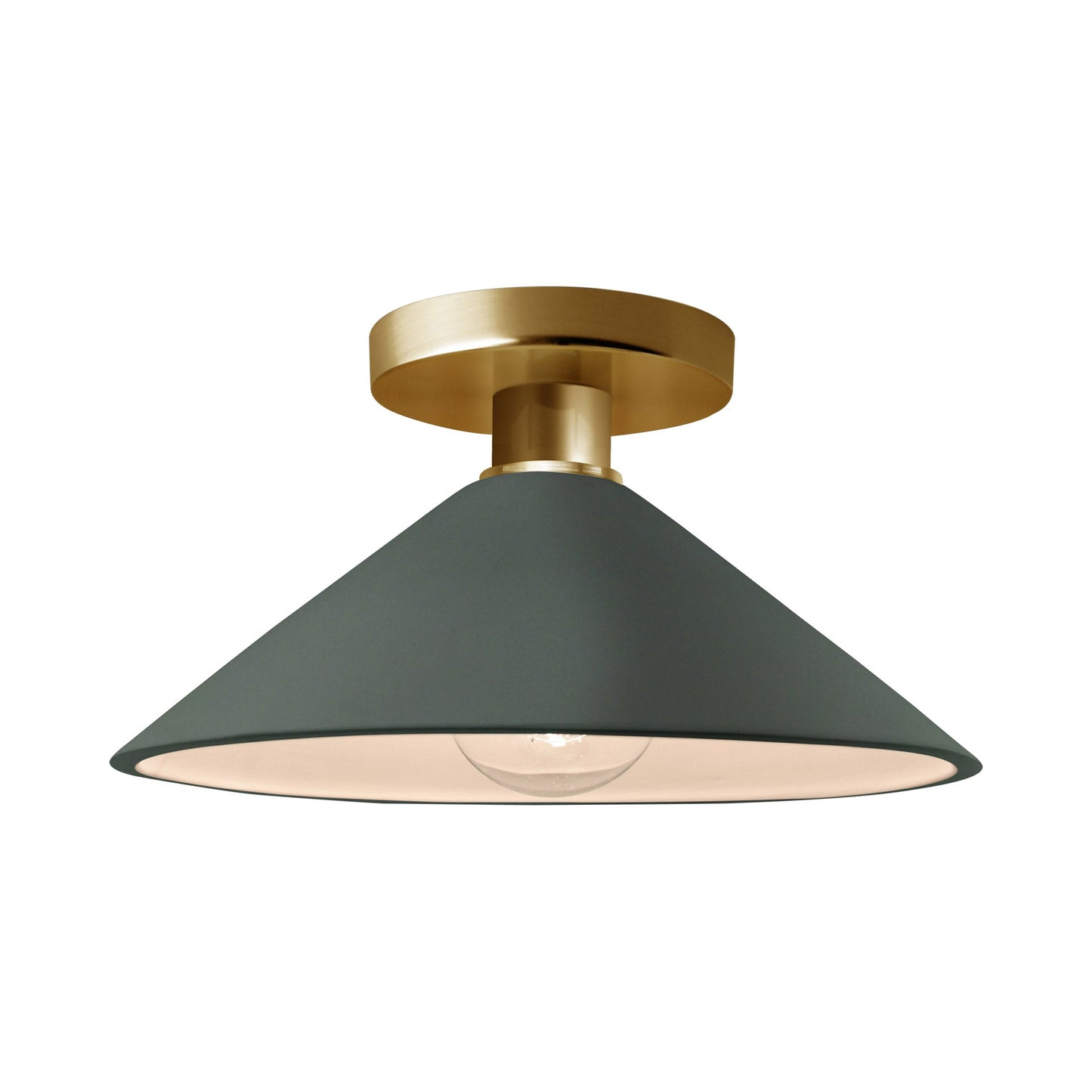 Radiance Flare Semi Flush Mount Ceiling Light in Pewter Green/Brushed Brass.