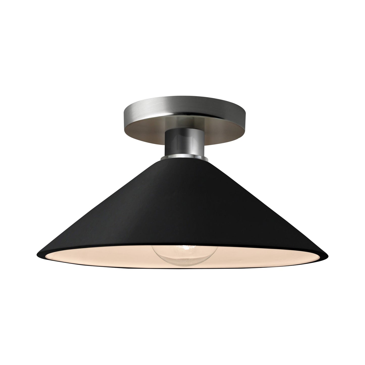 Radiance Flare Semi Flush Mount Ceiling Light in Carbon Matte Black/Brushed Nickel.