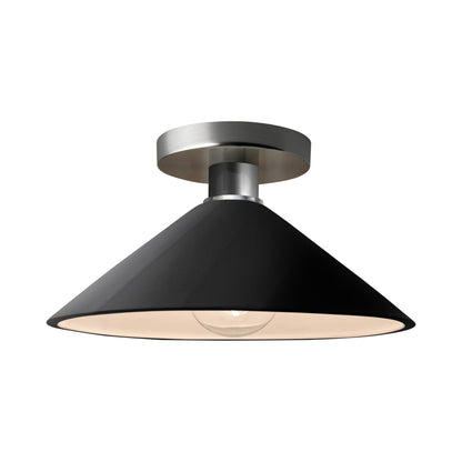 Radiance Flare Semi Flush Mount Ceiling Light in Gloss Black/Brushed Nickel.