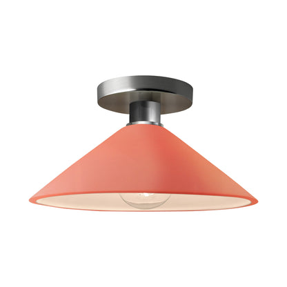 Radiance Flare Semi Flush Mount Ceiling Light in Gloss Blush/Brushed Nickel.