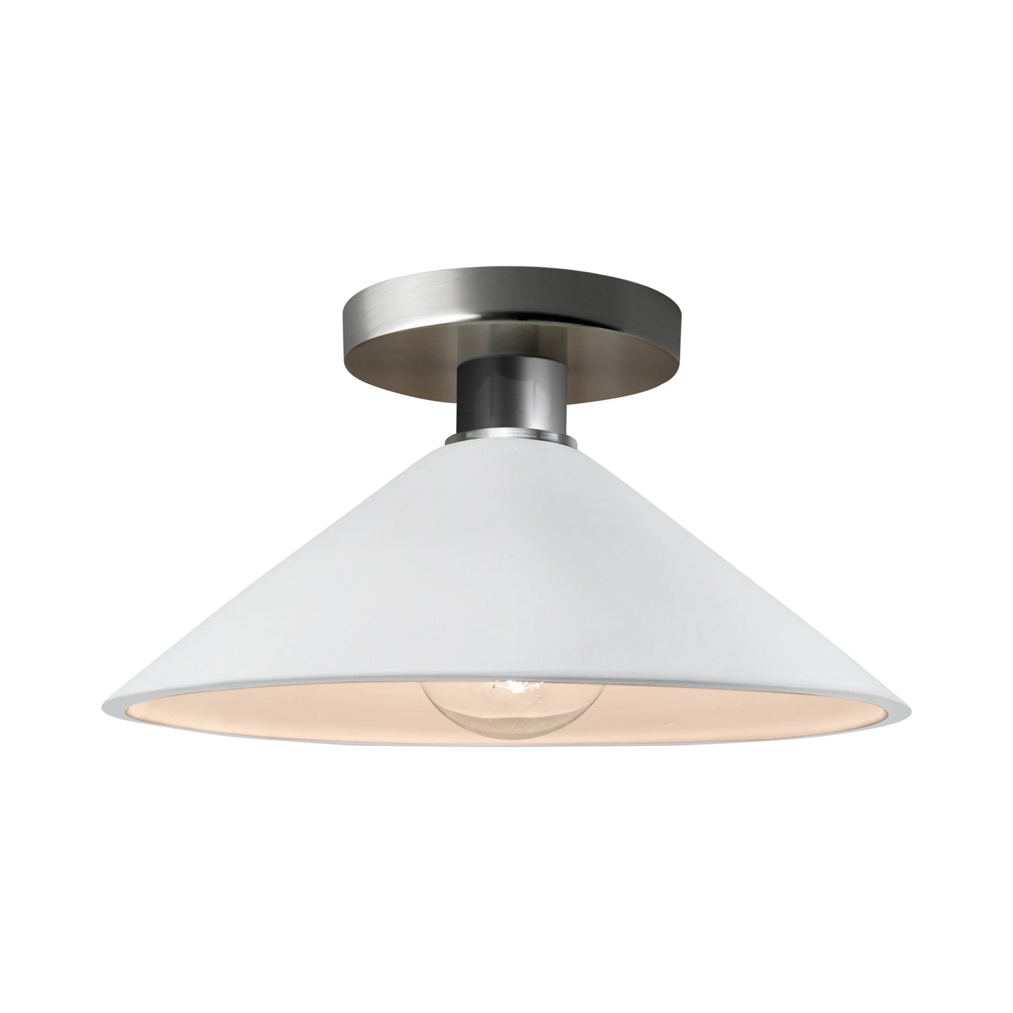 Radiance Flare Semi Flush Mount Ceiling Light in Gloss White/Brushed Nickel.