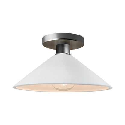 Radiance Flare Semi Flush Mount Ceiling Light in Gloss White/Brushed Nickel.