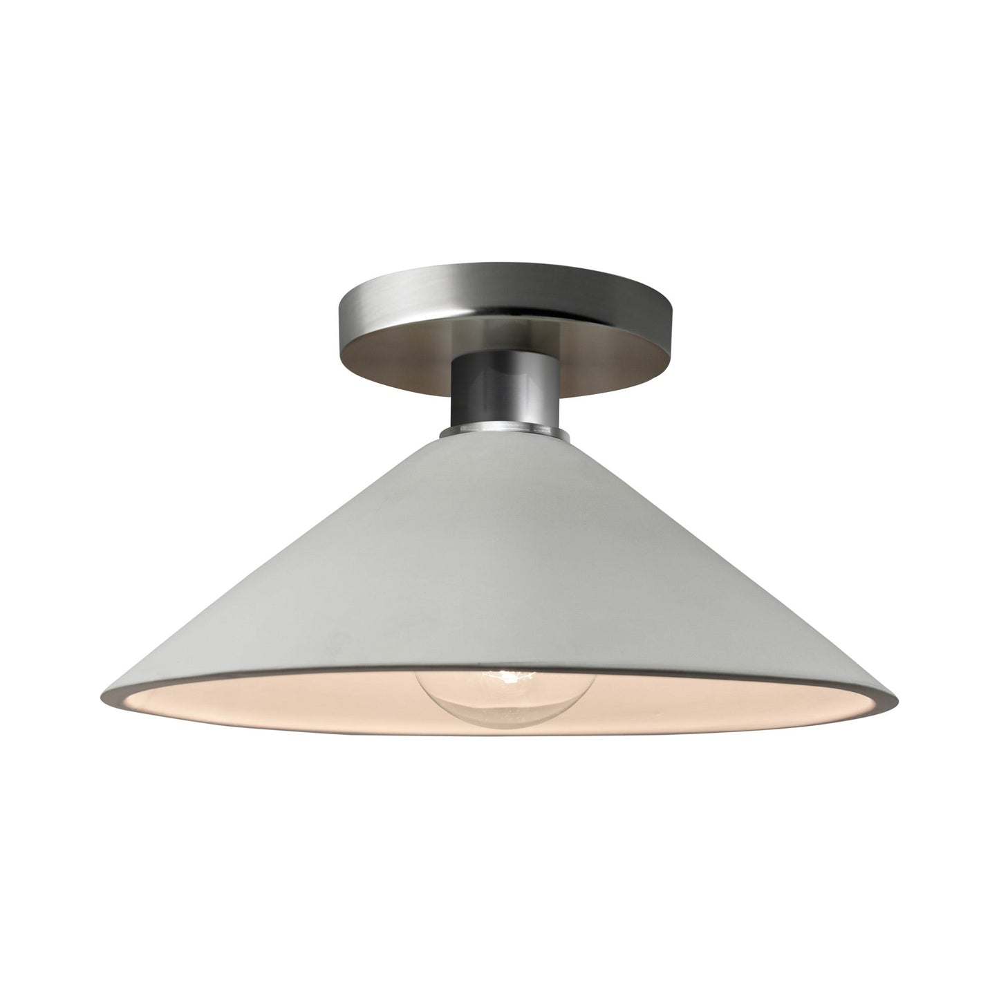 Radiance Flare Semi Flush Mount Ceiling Light in Matte White/Brushed Nickel.
