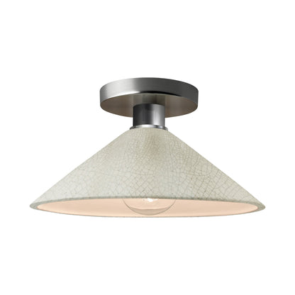 Radiance Flare Semi Flush Mount Ceiling Light in White Crackle/Brushed Nickel.