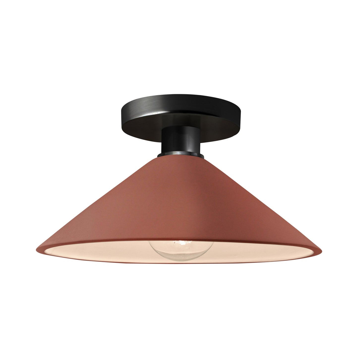 Radiance Flare Semi Flush Mount Ceiling Light in Canyon Clay/Matte Black.