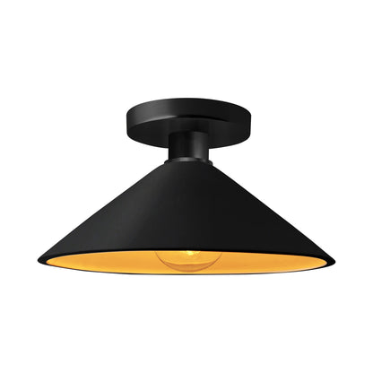 Radiance Flare Semi Flush Mount Ceiling Light in Carbon Matte Black/Champagne Gold/Matte Black.
