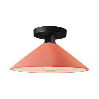 Radiance Flare Semi Flush Mount Ceiling Light in Gloss Blush/Matte Black.