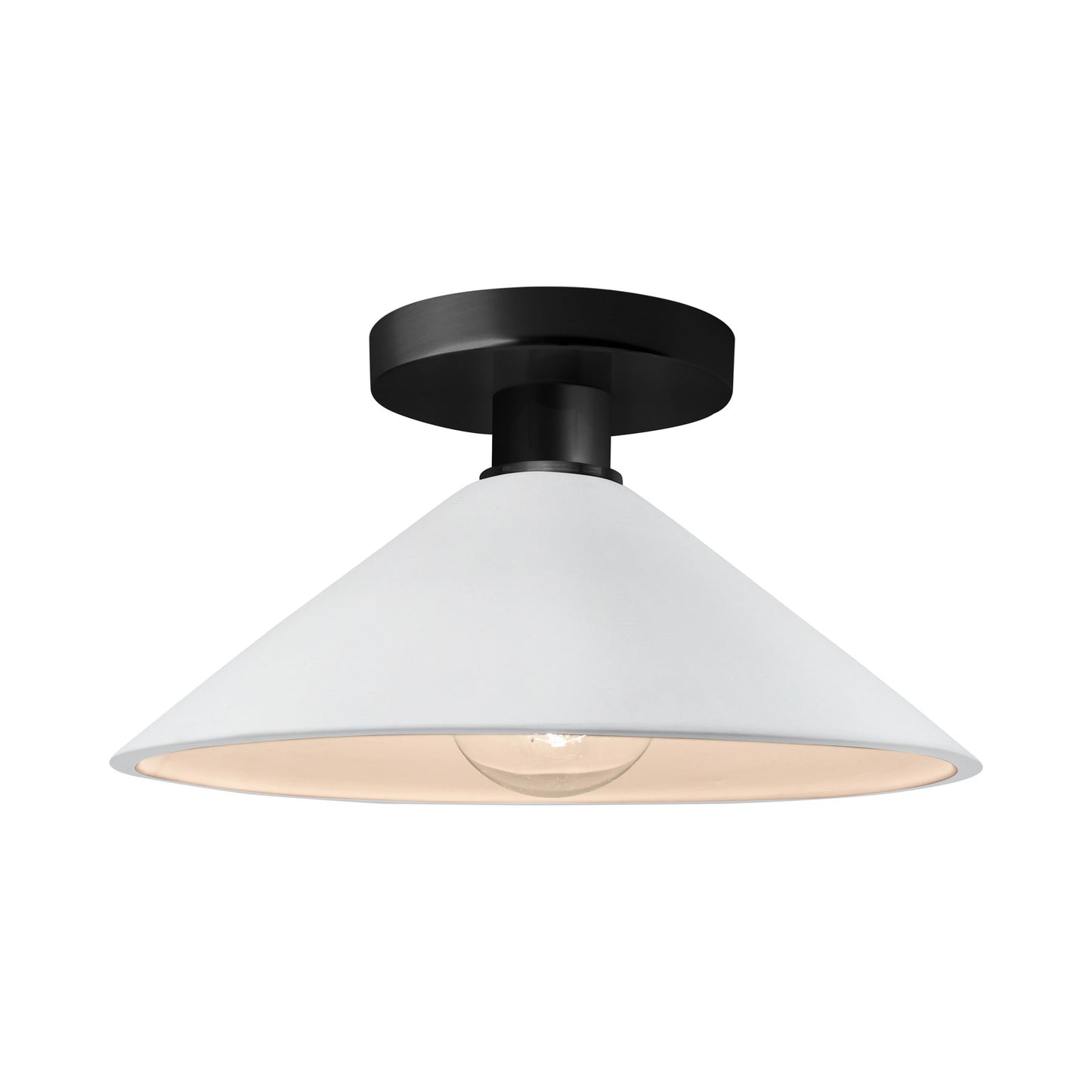 Radiance Flare Semi Flush Mount Ceiling Light in Gloss White/Matte Black.