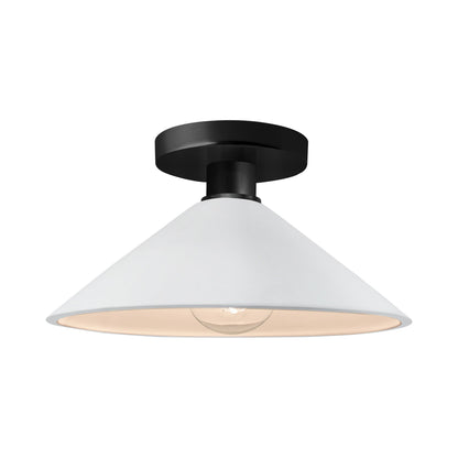 Radiance Flare Semi Flush Mount Ceiling Light in Gloss White/Matte Black.