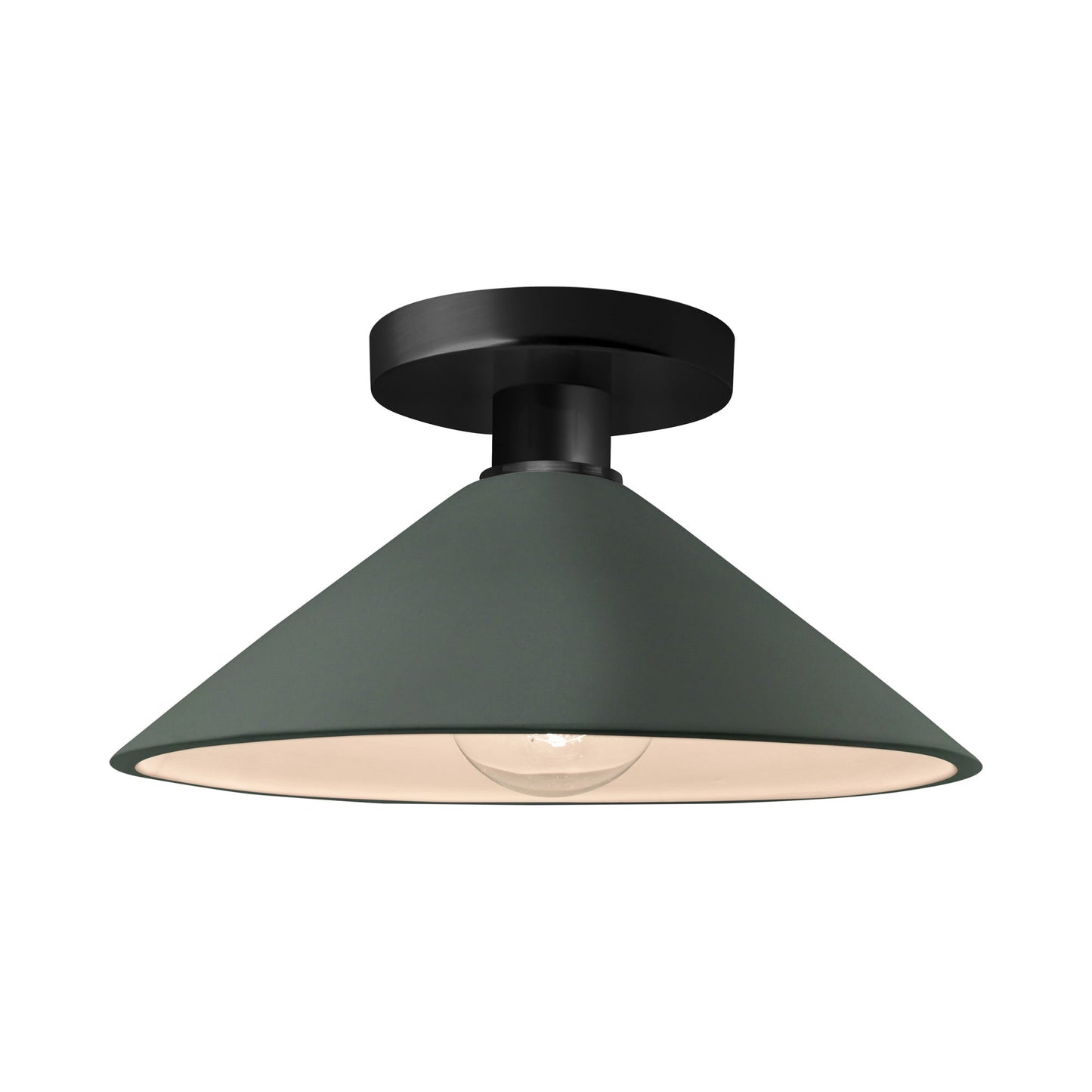 Radiance Flare Semi Flush Mount Ceiling Light in Pewter Green/Matte Black.
