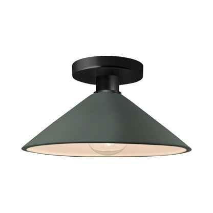 Radiance Flare Semi Flush Mount Ceiling Light in Pewter Green/Matte Black.