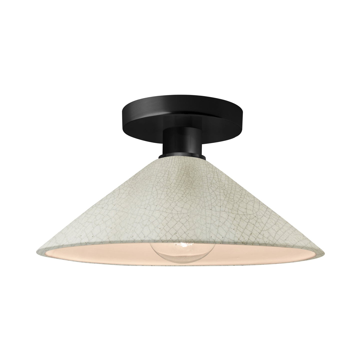 Radiance Flare Semi Flush Mount Ceiling Light in White Crackle/Matte Black.