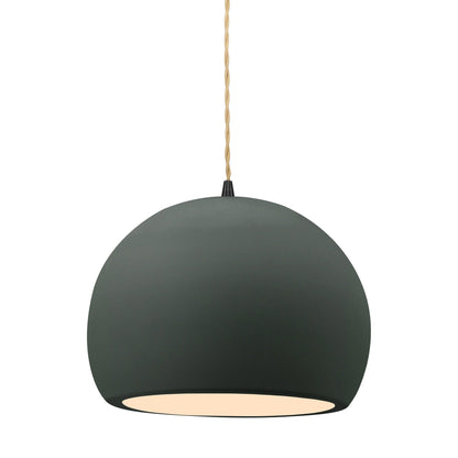 Radiance Globe LED Pendant Light in Pewter Green/Matte Black (Large).