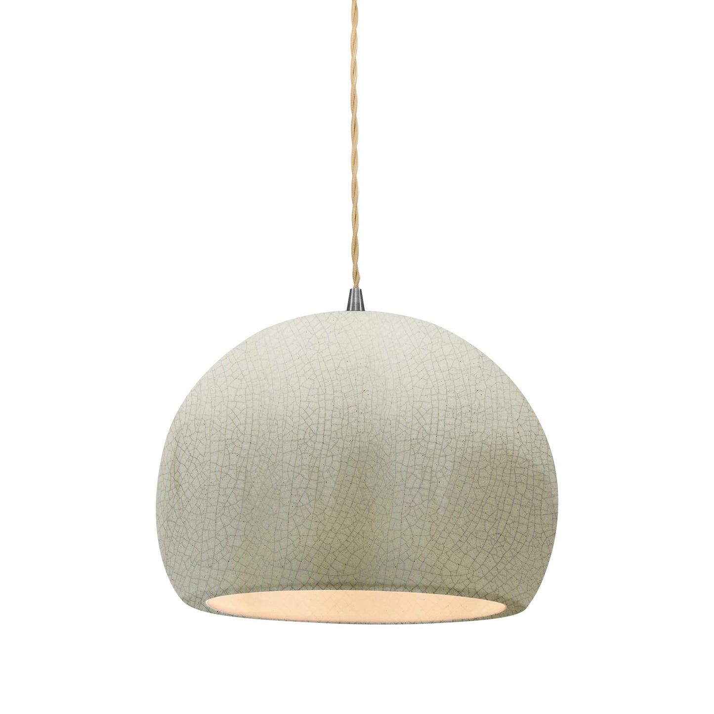 Radiance Globe Pendant Light in White Crackle/Brushed Nickel (Medium).
