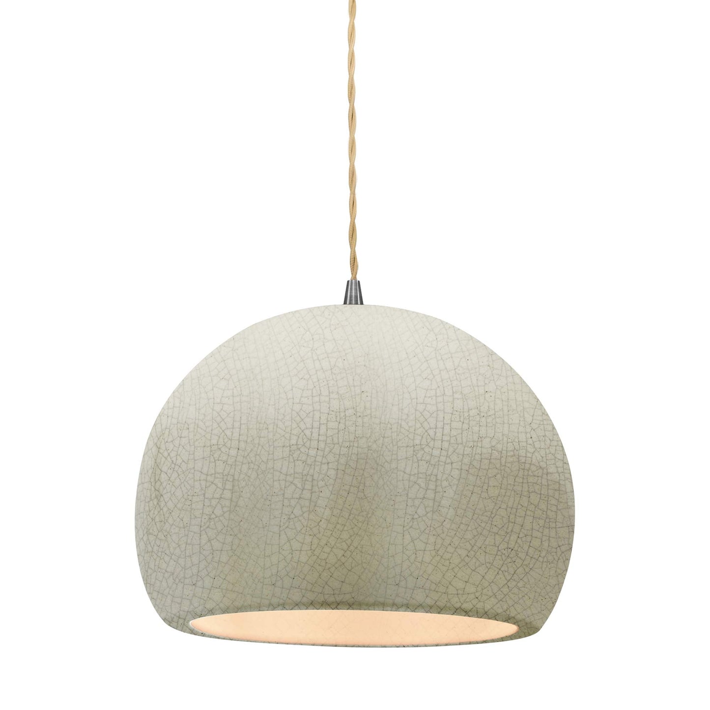Radiance Globe Pendant Light in White Crackle/Brushed Nickel (Large).
