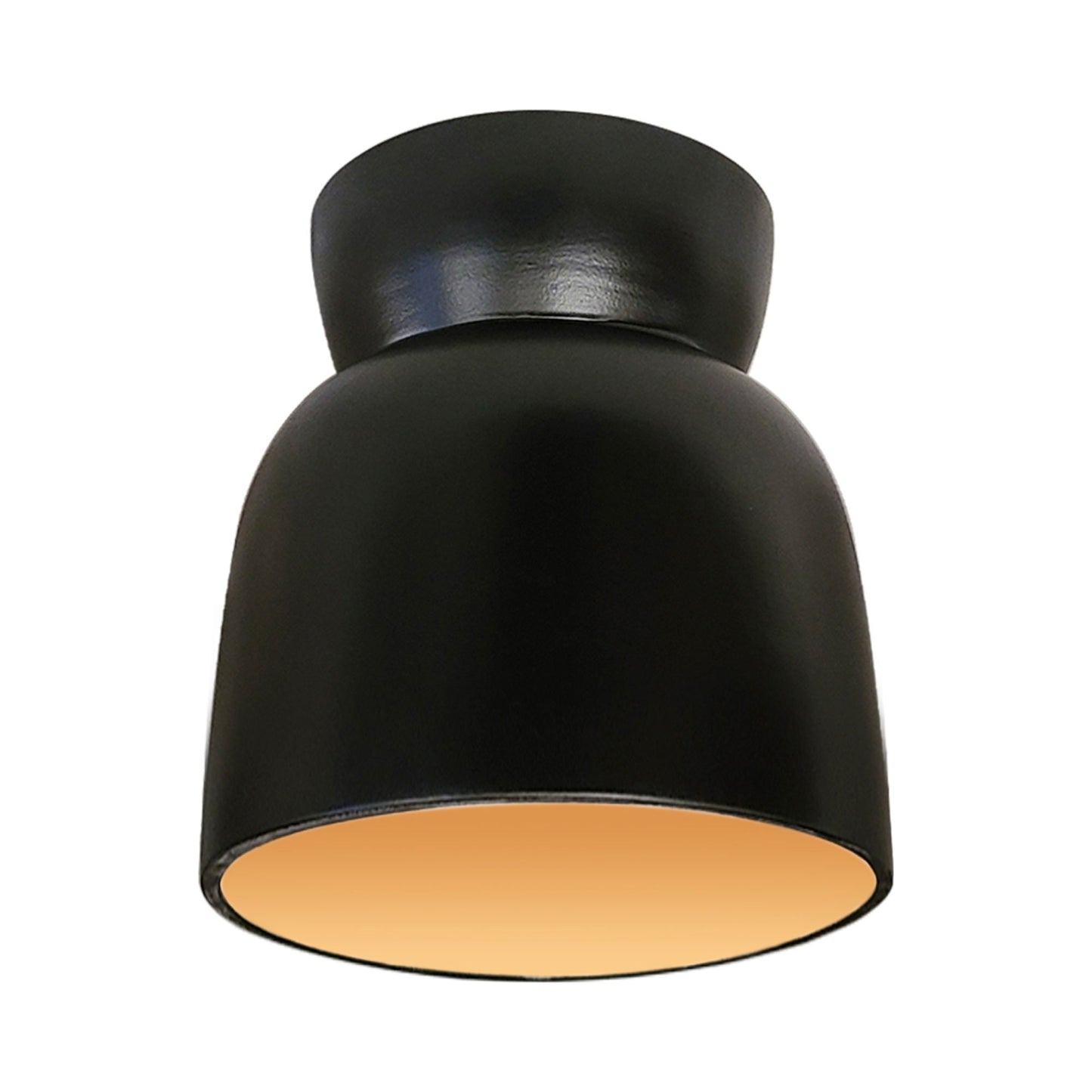 Radiance Hourglass Flush Mount Ceiling Light in Carbon Matte Black/Champagne Gold.