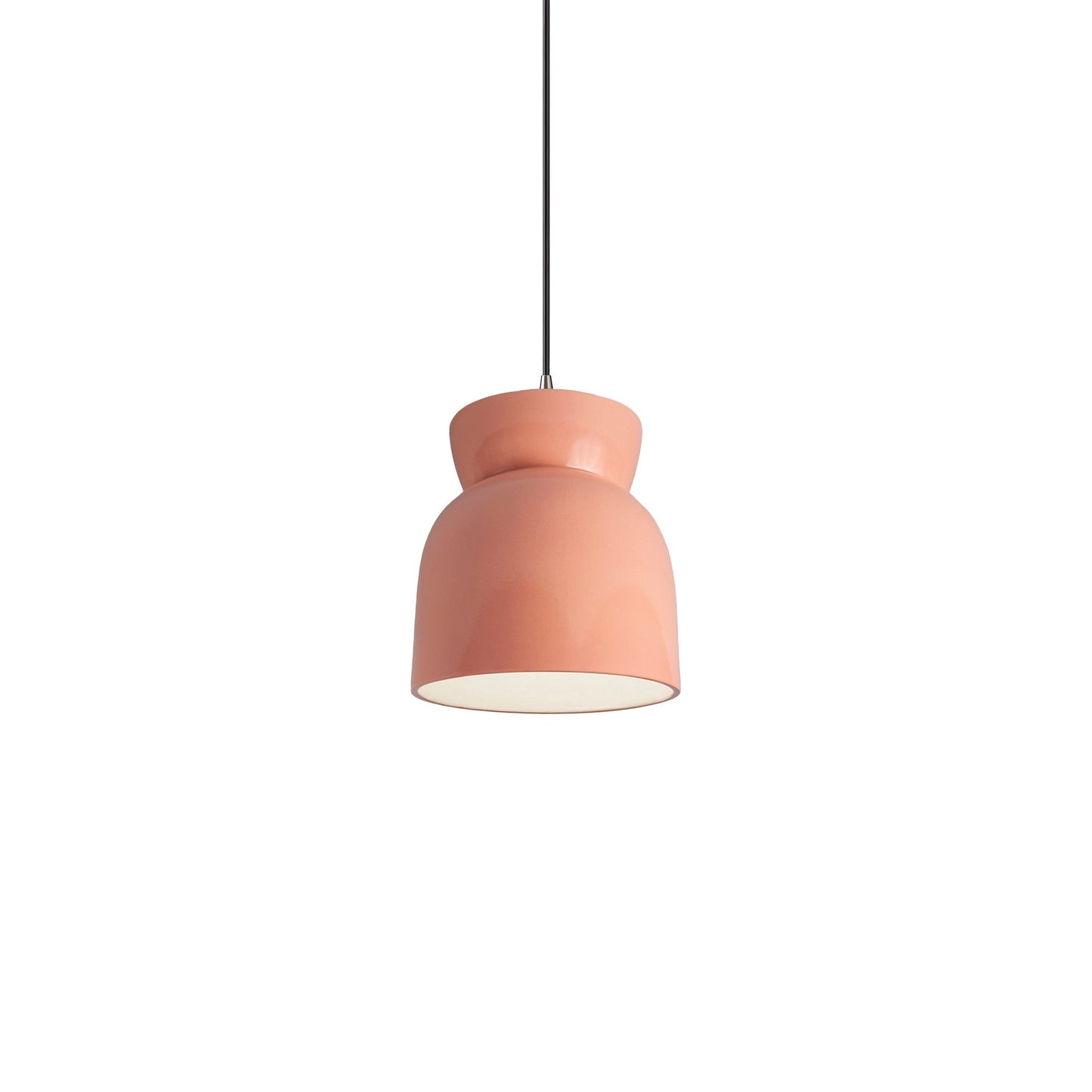 Radiance Hourglass LED Pendant Light in Gloss Blush/Brushed Nickel/Black.