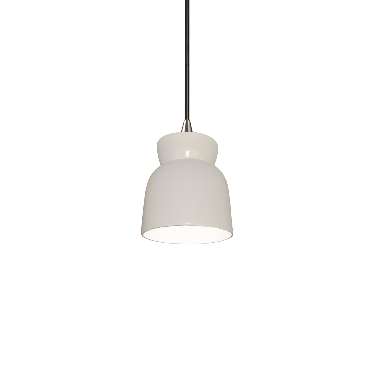 Radiance Hourglass LED Pendant Light in Gloss White/Brushed Nickel/Black.