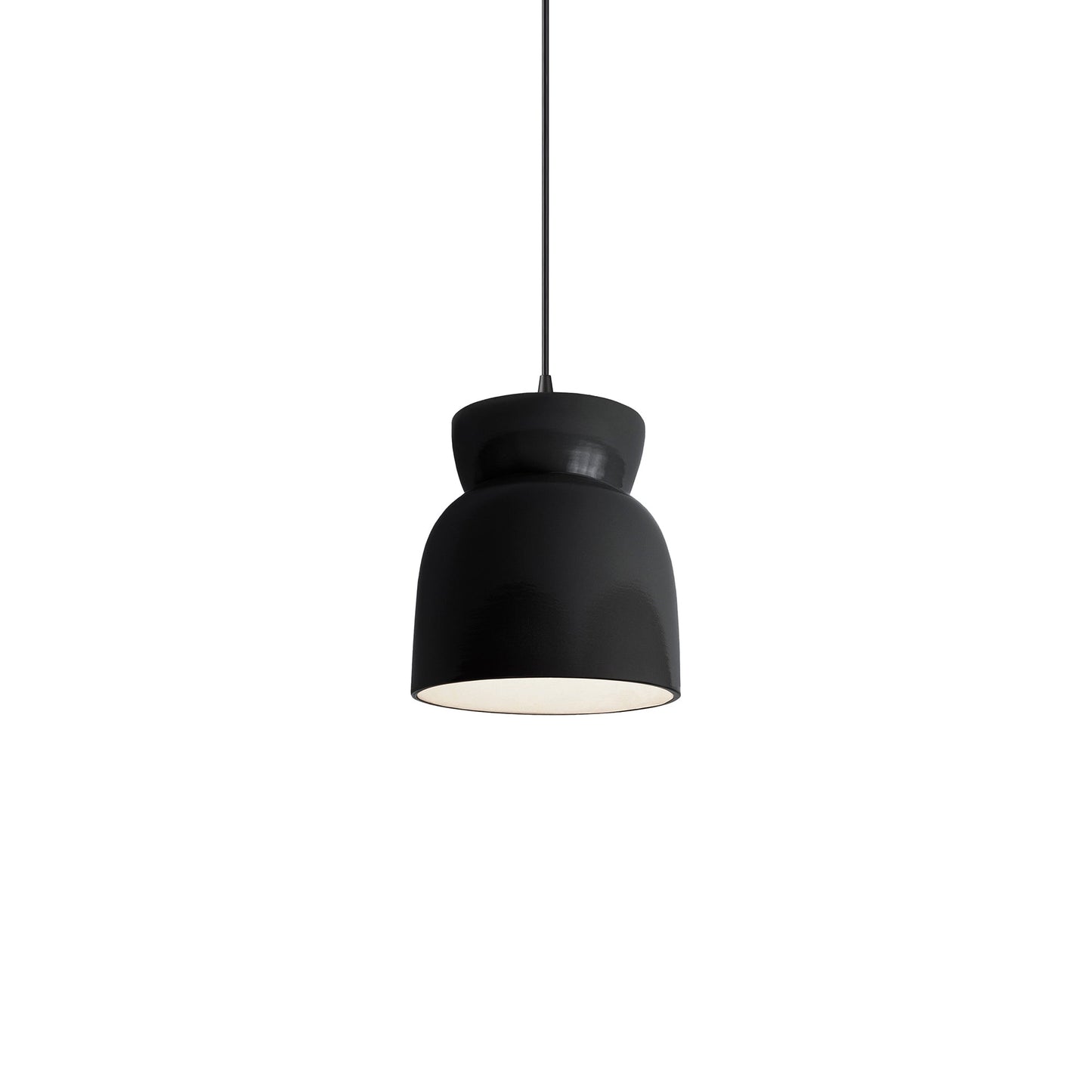 Radiance Hourglass LED Pendant Light in Gloss Black/Matte Black/Black.