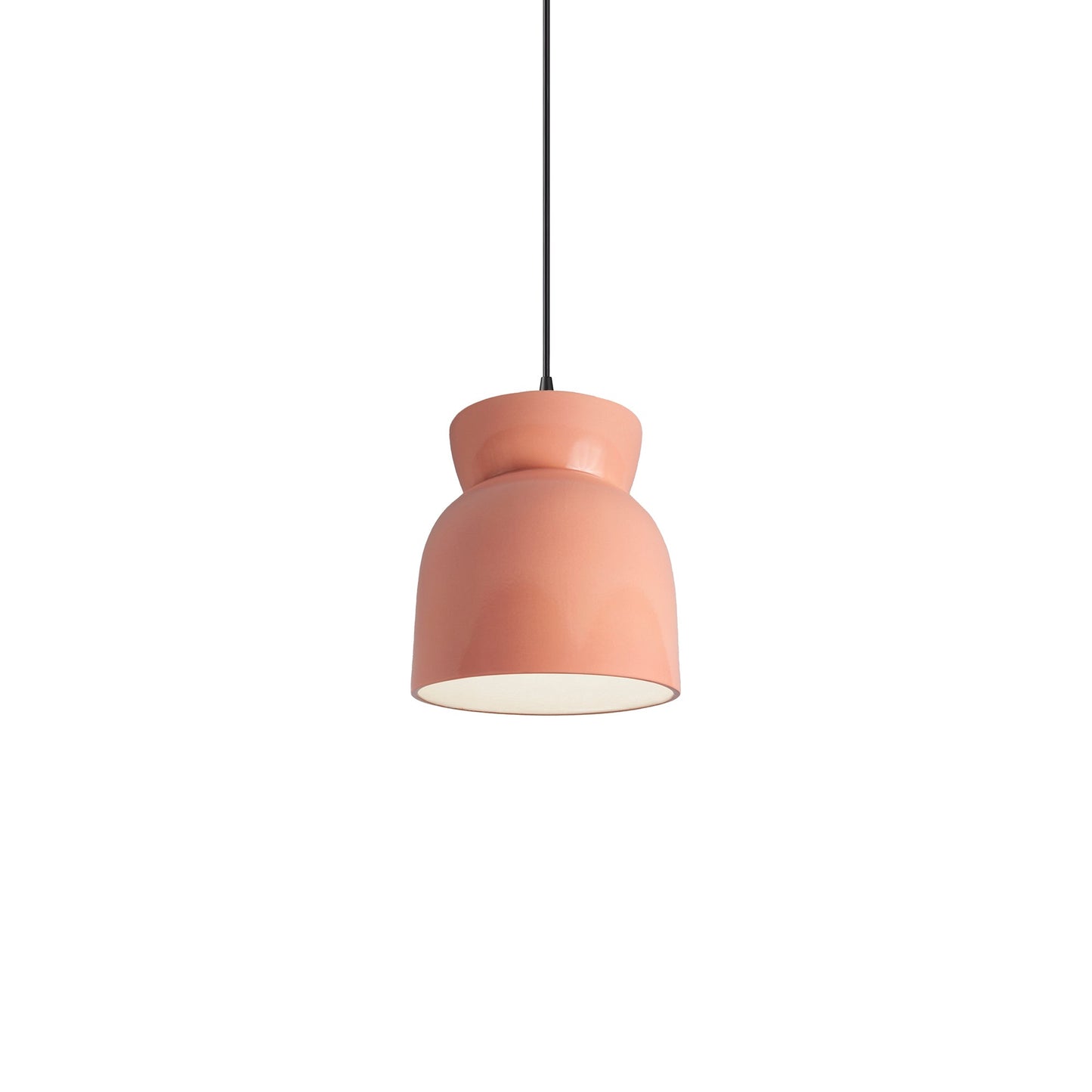 Radiance Hourglass LED Pendant Light in Gloss Blush/Matte Black/Black.