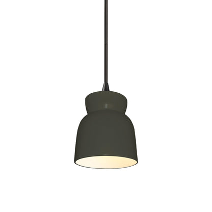 Radiance Hourglass LED Pendant Light in Pewter Green/Matte Black/Black.