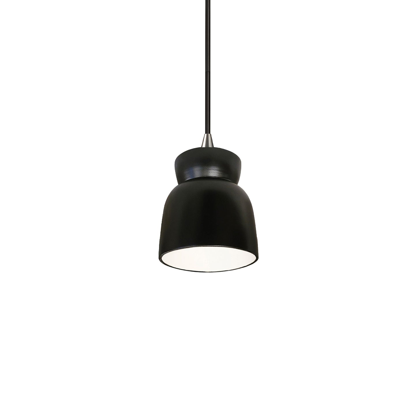 Radiance Hourglass Pendant Light in Carbon Matte Black/Brushed Nickel/Black.