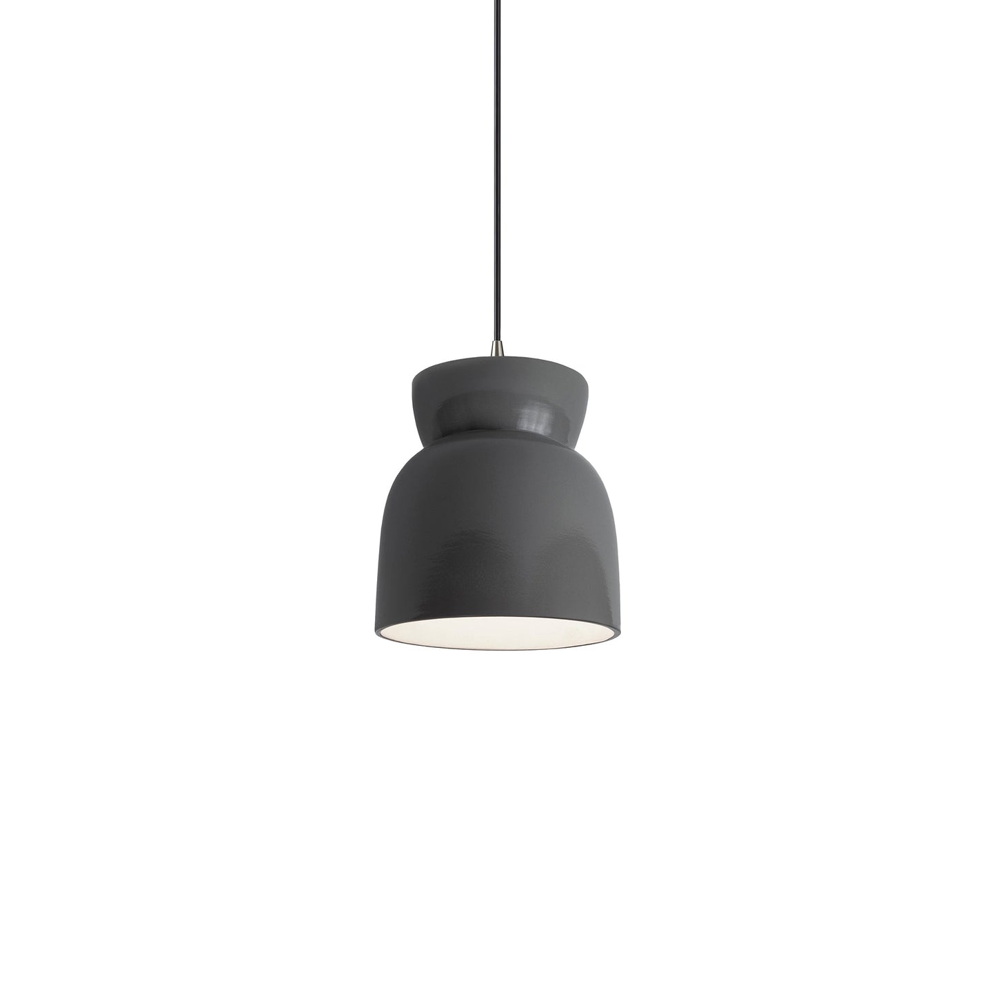 Radiance Hourglass Pendant Light in Gloss Grey/Brushed Nickel/Black.