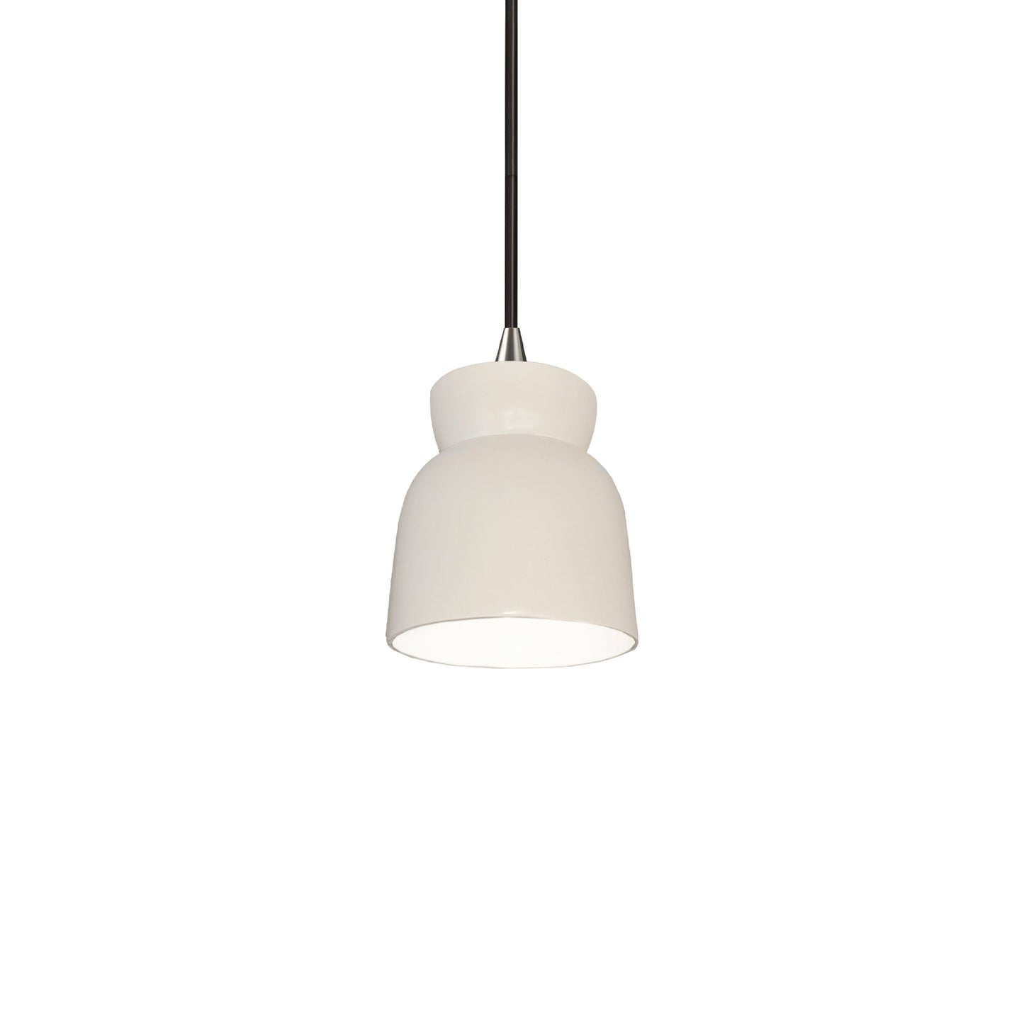 Radiance Hourglass Pendant Light in Matte White/Brushed Nickel/Black.