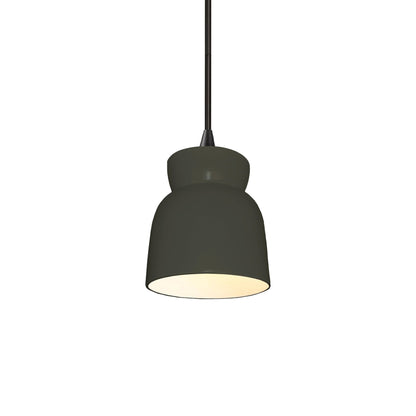 Radiance Hourglass Pendant Light in Pewter Green/Matte Black/Black.