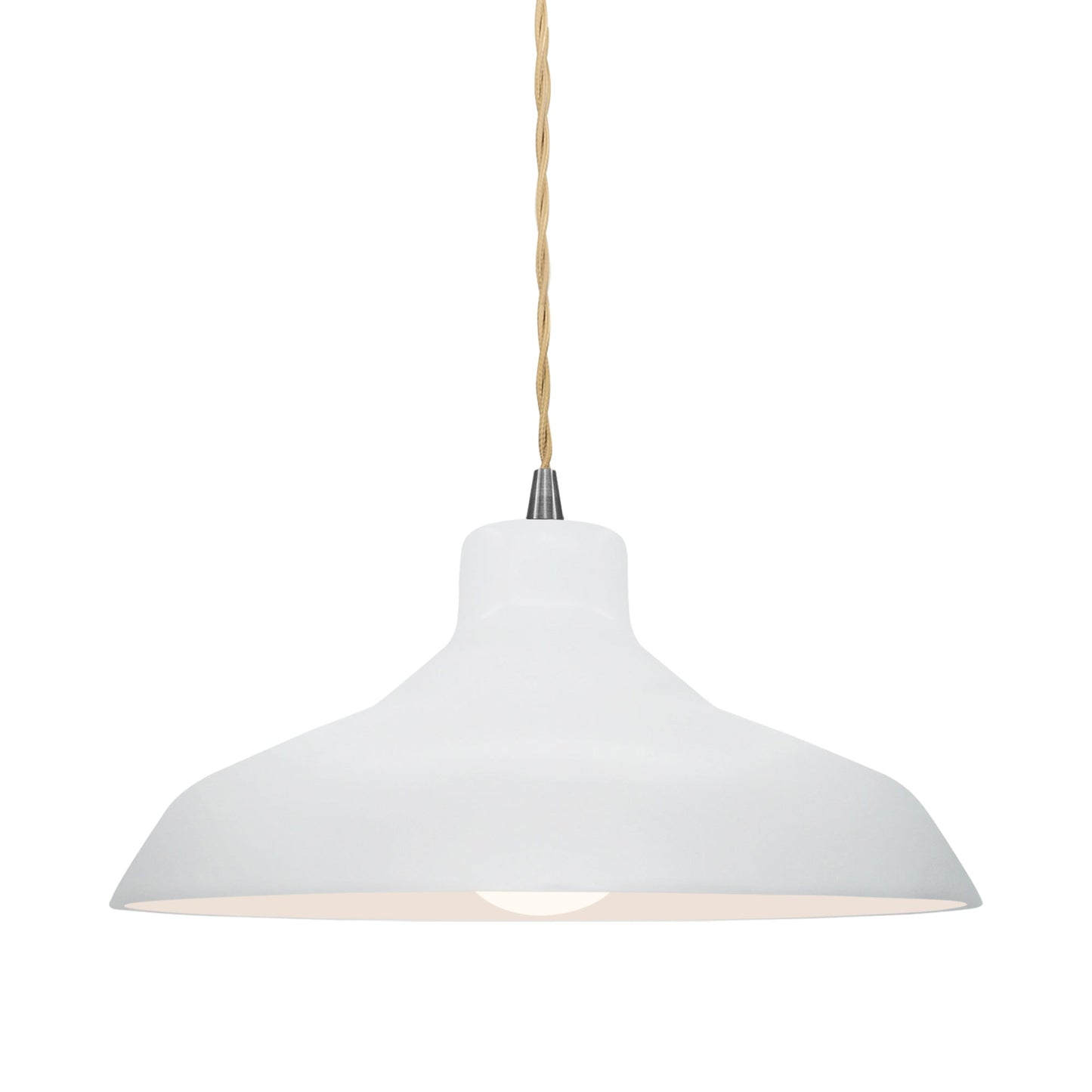 Radiance Loft LED Pendant Light in Gloss White/Brushed Nickel/Beige Twist.