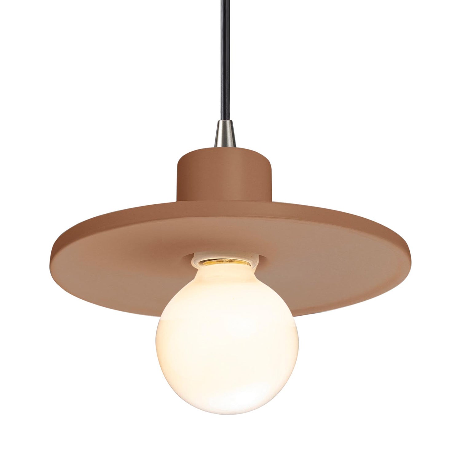 Radiance Saucer Pendant Light in Adobe/Brushed Nickel/Black.