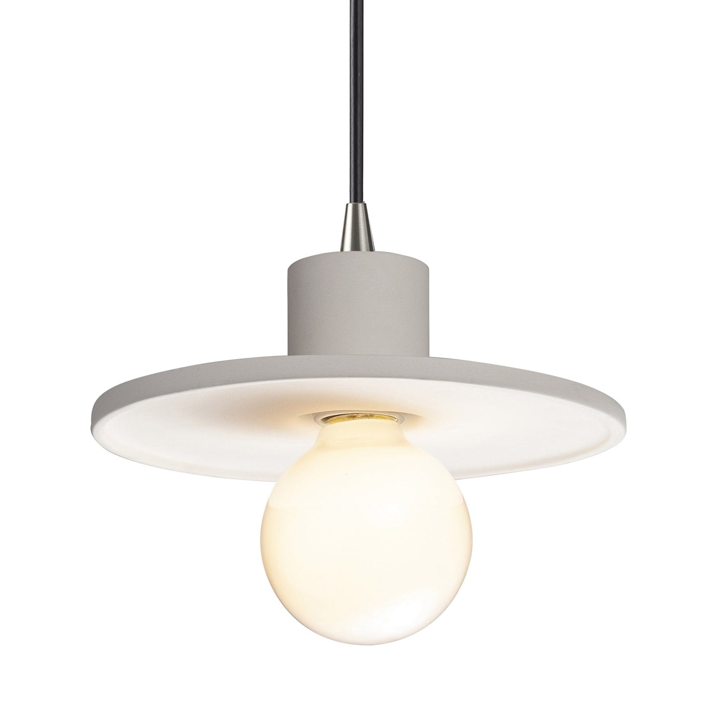 Radiance Saucer Pendant Light in Bisque/Brushed Nickel/Black.