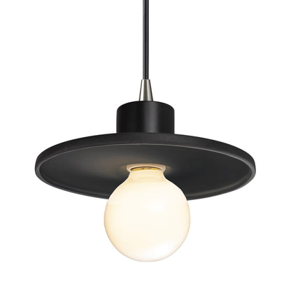 Radiance Saucer Pendant Light in Carbon Matte Black/Brushed Nickel/Black.