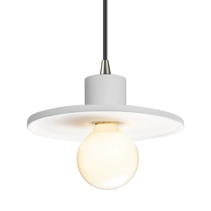 Radiance Saucer Pendant Light in Gloss White/Brushed Nickel/Black.