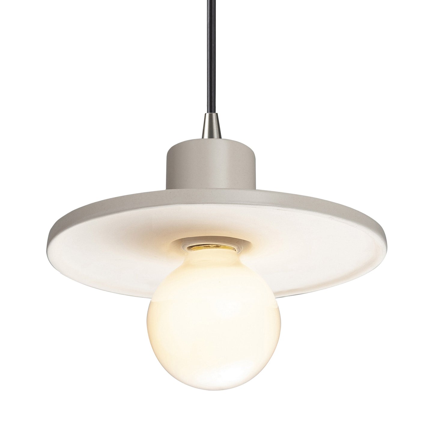 Radiance Saucer Pendant Light in Matte White/Brushed Nickel/Black.