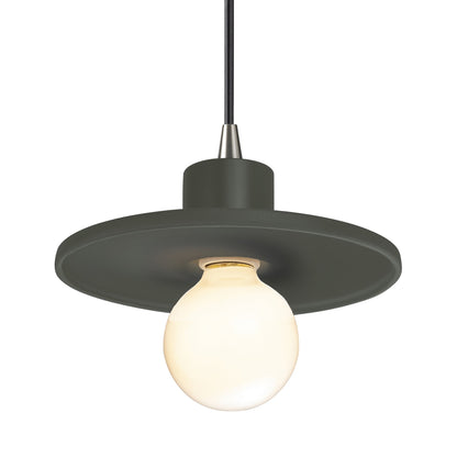 Radiance Saucer Pendant Light in Pewter Green/Brushed Nickel/Black.