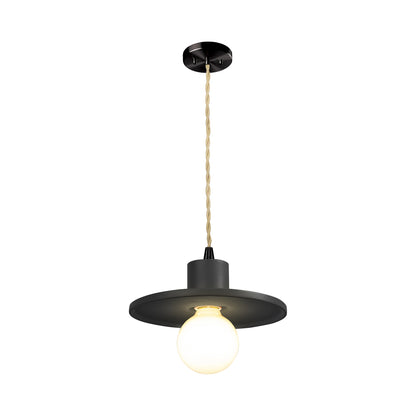 Radiance Saucer Pendant Light in Carbon Matte Black/Matte Black/Beige Twist.