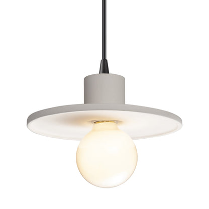 Radiance Saucer Pendant Light in Bisque/Matte Black/Black.