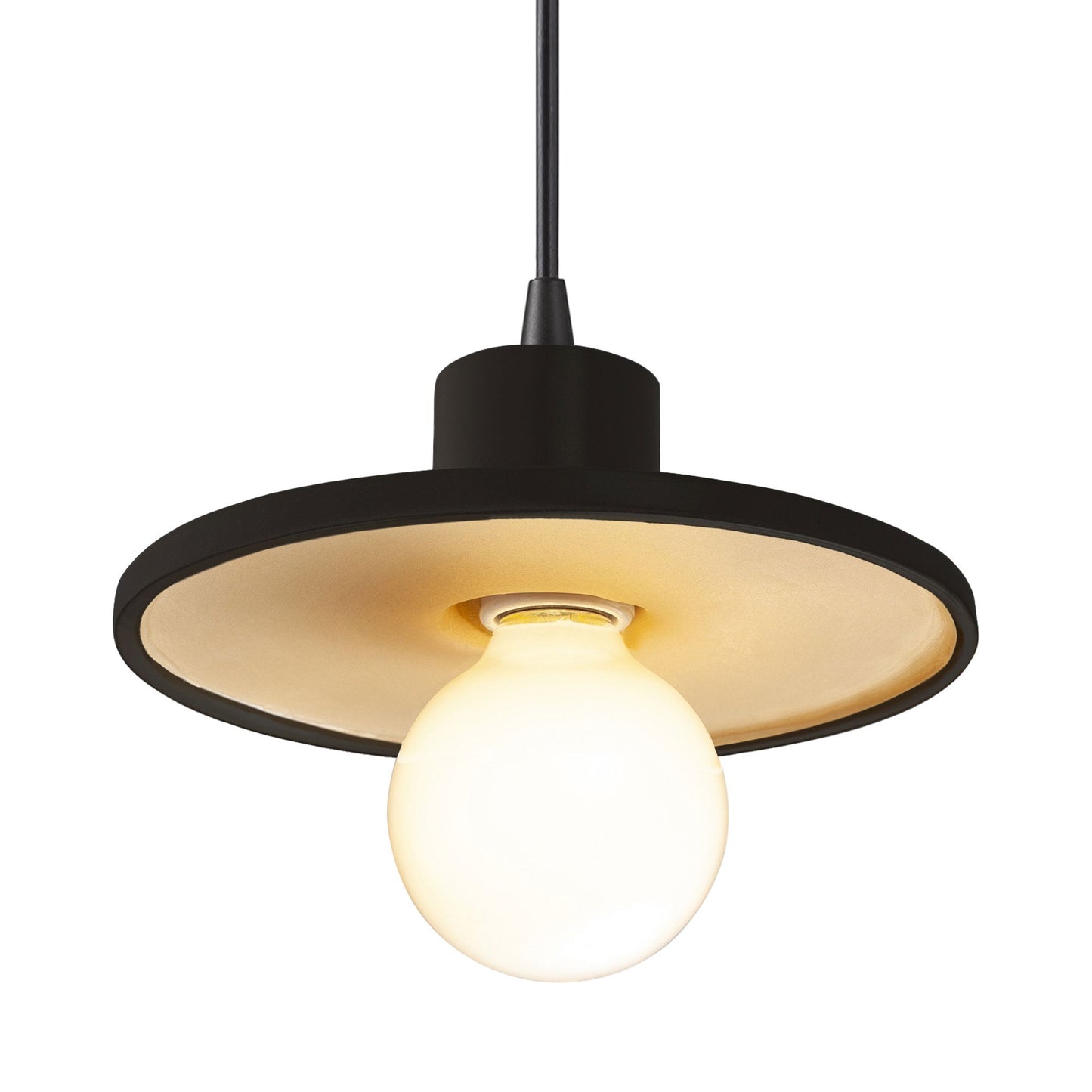 Radiance Saucer Pendant Light in Carbon Matte Black/Champagne Gold/Matte Black/Black.