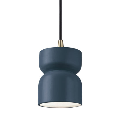 Radiance Short Hourglass Pendant Light in Midnight Sky/Antique Brass/Black.
