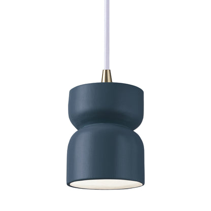 Radiance Short Hourglass Pendant Light in Midnight Sky/Antique Brass/White.