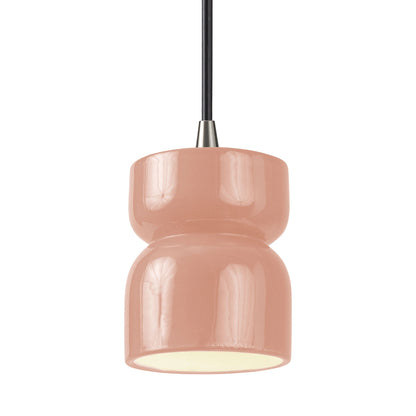 Radiance Short Hourglass Pendant Light in Gloss Blush/Brushed Nickel/Black.