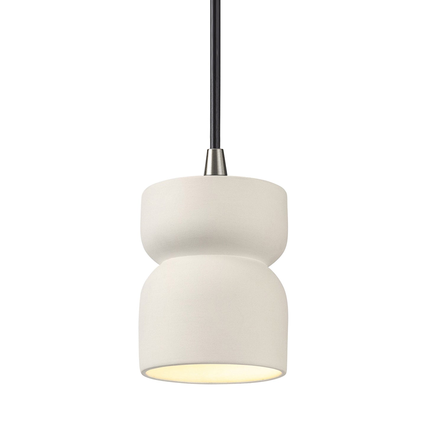Radiance Short Hourglass Pendant Light in Matte White/Brushed Nickel/Black.